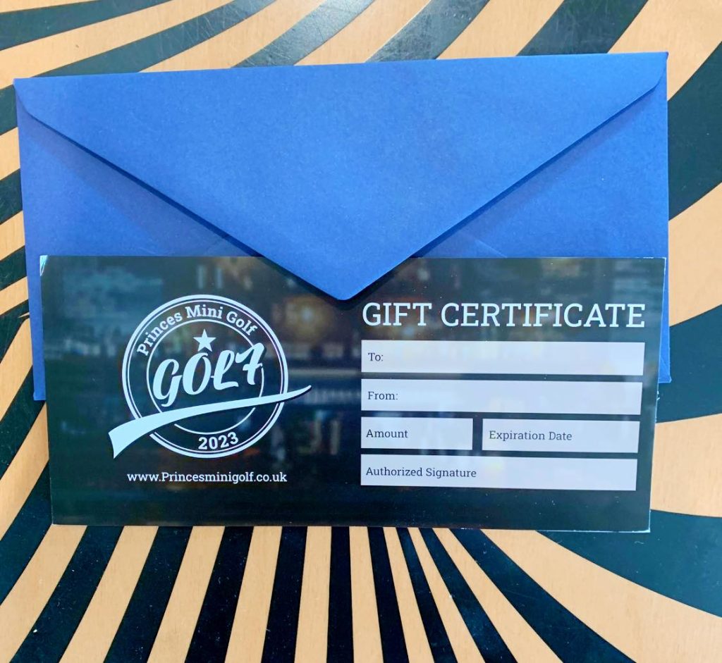 A Princes Mini Golf gift certificate